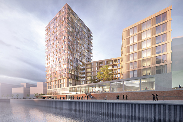 德国汉堡的海港城（Hafencity）也宣布规划德国首幢木构大楼，64公尺的18层住宅，将成为欧洲规模最可观的都市开发计画之一。