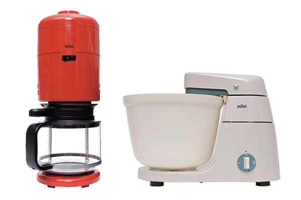 1972年为百灵牌设计的KF20咖啡壶+(图左)、1957年为百灵牌设计的KM3食物调理机(图右)