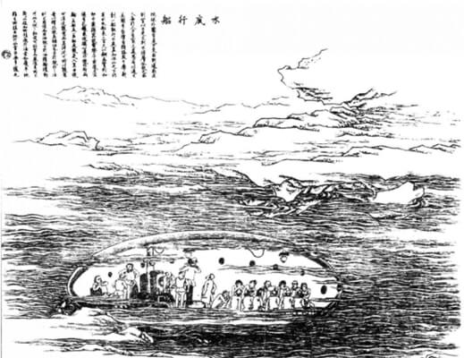 图四：《水底行船》：时人想像中的潜水艇