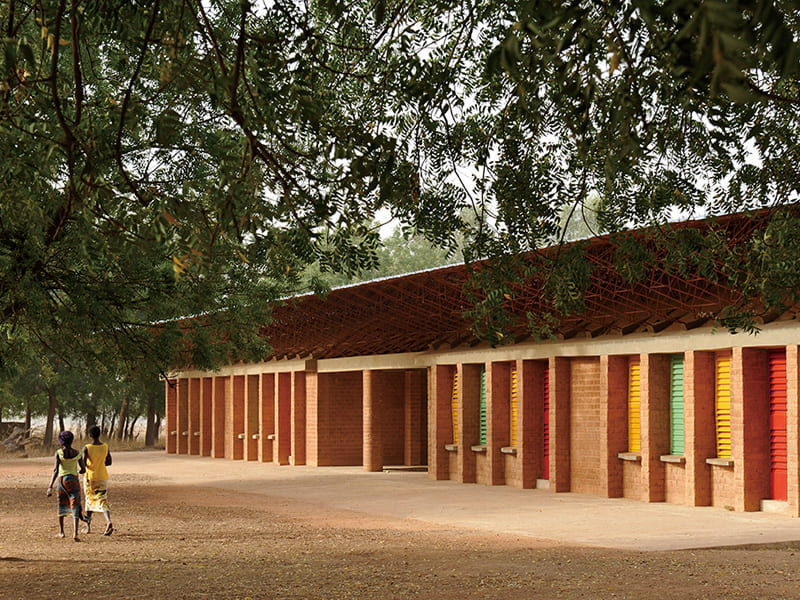 布吉纳法索的甘多小学，是凯雷首件作品，集结全村力量共同建造而成
