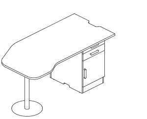 桌下柜型诊桌（P形）